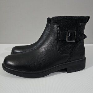 Ugg Harrison Moto Boot Biker Waterproof Ankle Bootie Black Leather Size 9.5